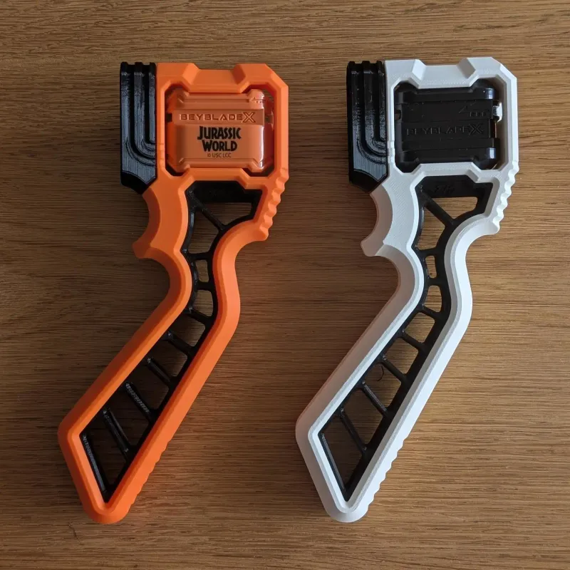 Overview of Beyblade X Angled Skelethal Proto Launcher Grip, showing full right-handed ergonomic design