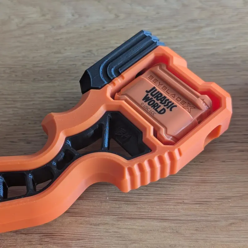 Close-up of thumbrest on Beyblade X Angled Skelethal Proto Launcher Grip for precise grip and control