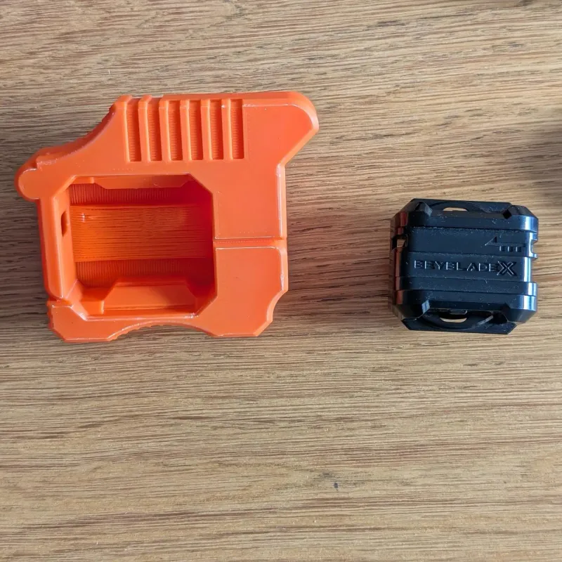 Internal cavity of Bakuten Shoot Left launcher skin showing Proto launcher fitment