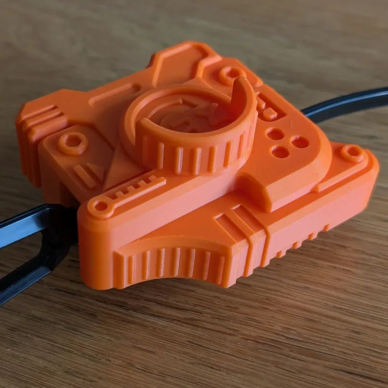 Rear grip texture detail on Beyblade X Bakuten Left Proto launcher shell
