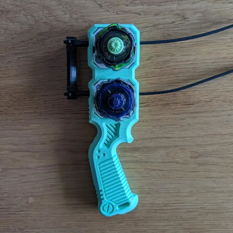Beyblade X dual proto launcher grip bottom view showing structural design