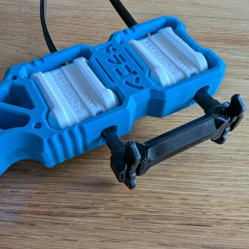 Detail view of skeleton structure on Beyblade launcher grip