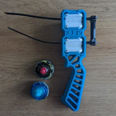 Dual Proto Launcher Skelethal Grip, beyblade launcher 3D printed mod