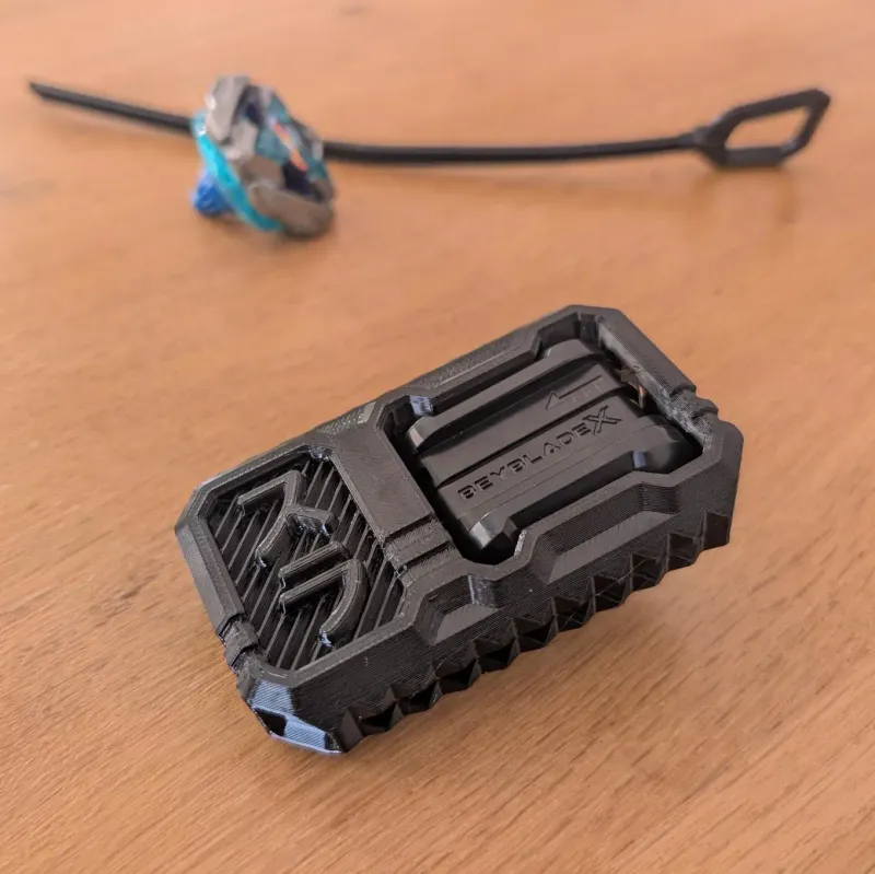 Beyblade X Inline Proto Launcher Grip mounted on Proto Launcher overview front angle