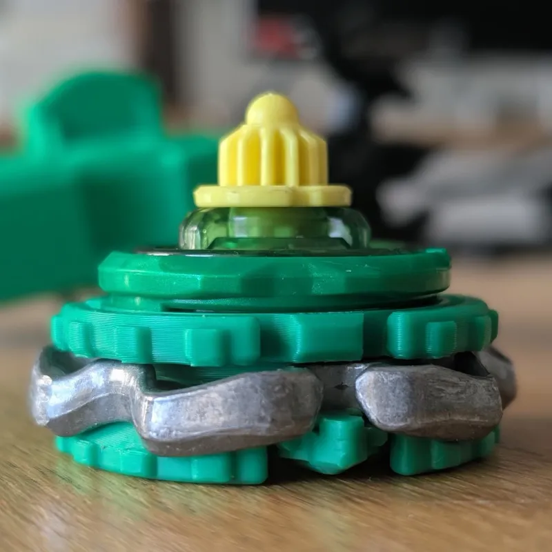 Master Draciel Remake custom Beyblade X insert front angle with heavy defensive outer ring