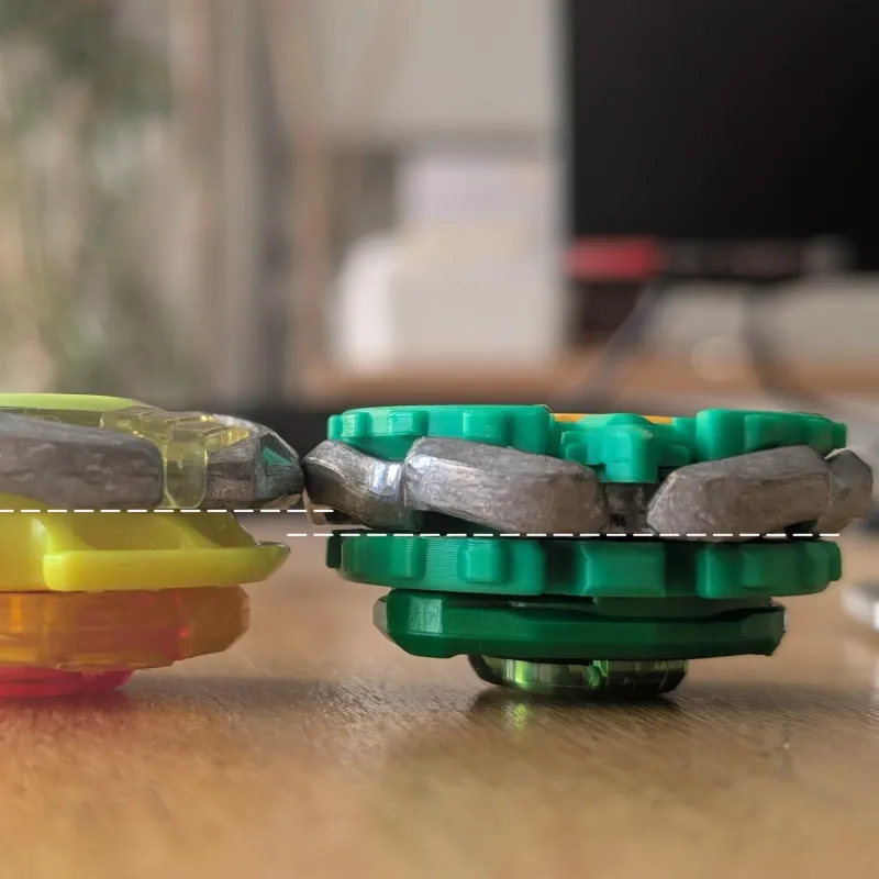 Master Draciel Remake custom Beyblade X insert front angle with heavy defensive outer ring