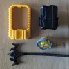 Disassembled top view of Beyblade X inline launcher grip and Winder Launcher R assembly parts