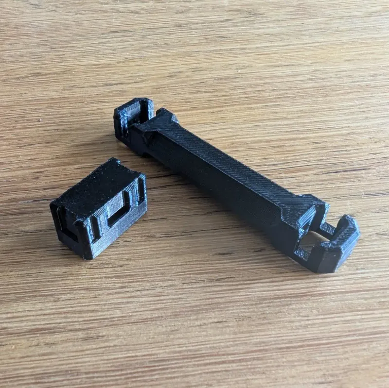 Beyblade X Double Winder Launcher Link 3D printed components layout before assembly